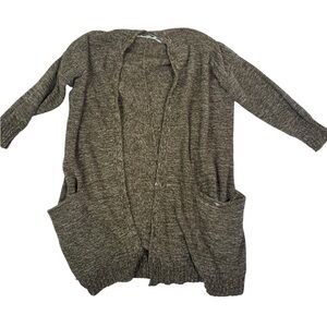 Sparrow (Anthropologie) Brown Marled Open Front‎ Cardigan Sweater with Pockets